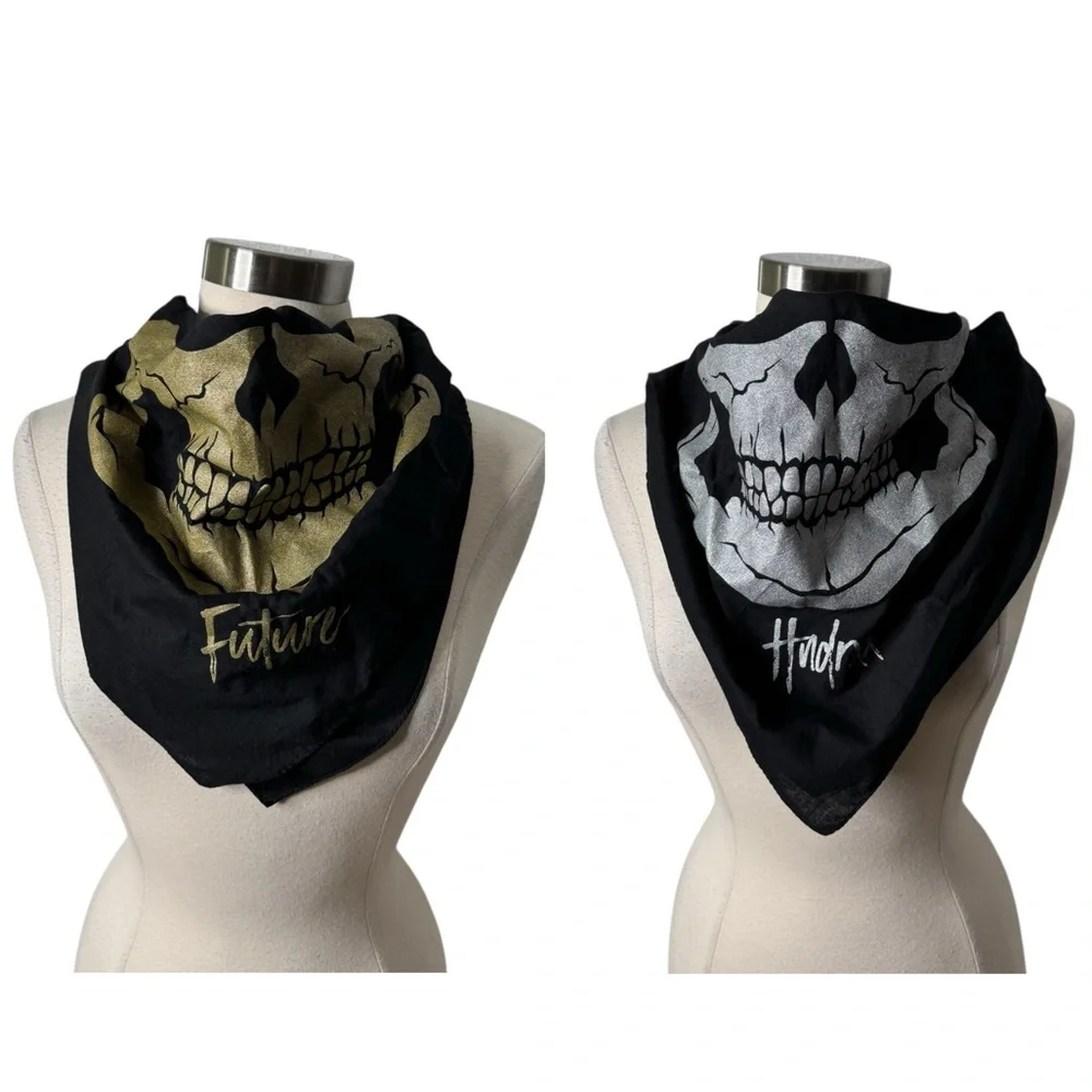 Future Hndrxx Double Skull Metallic Silver Gold‎ Bandana